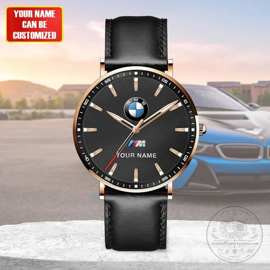 BMW M Series Personalized Luxury Quartz Leather Black Edition Watch