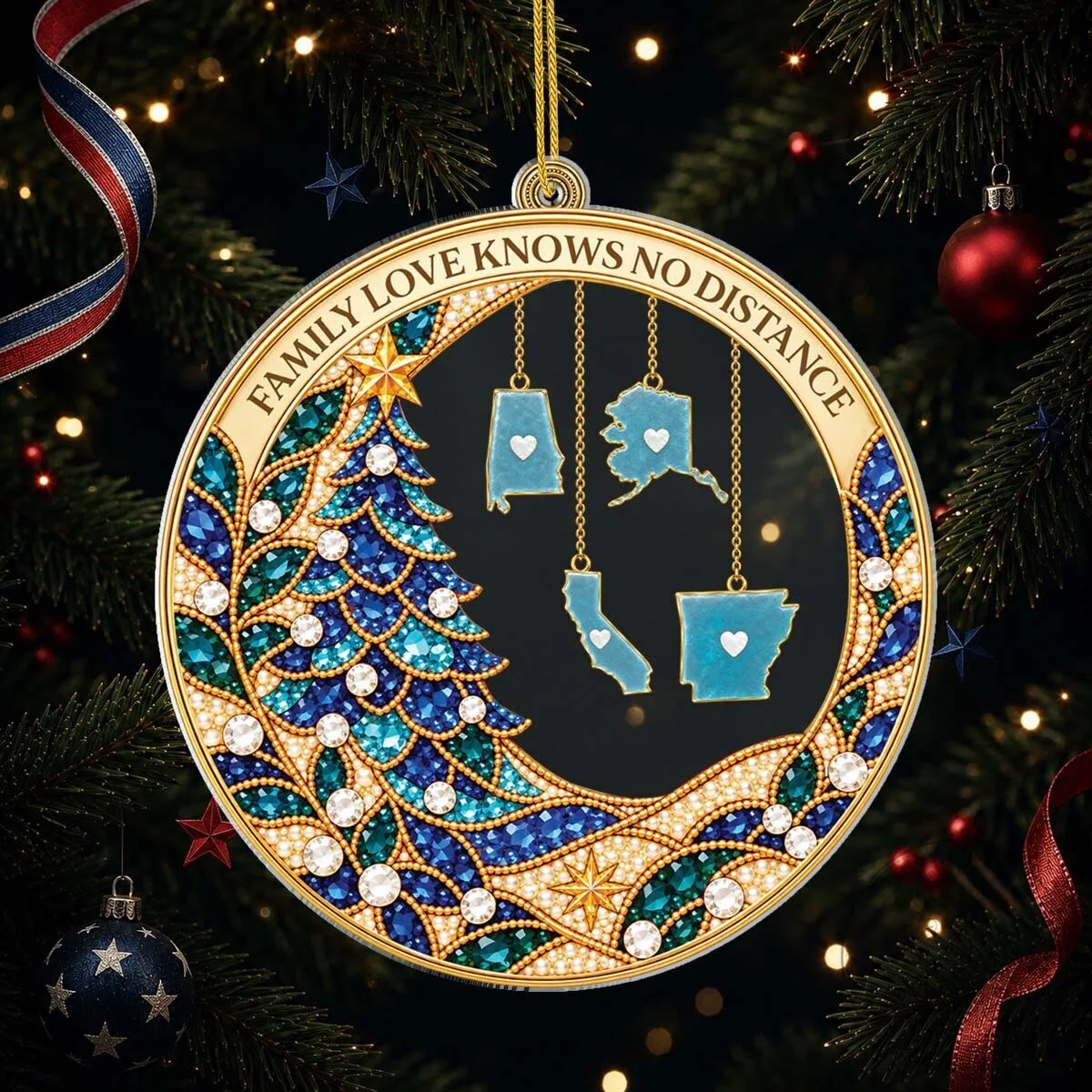 Personalized Christmas Tree Ornament: Family Love Transcends Distance