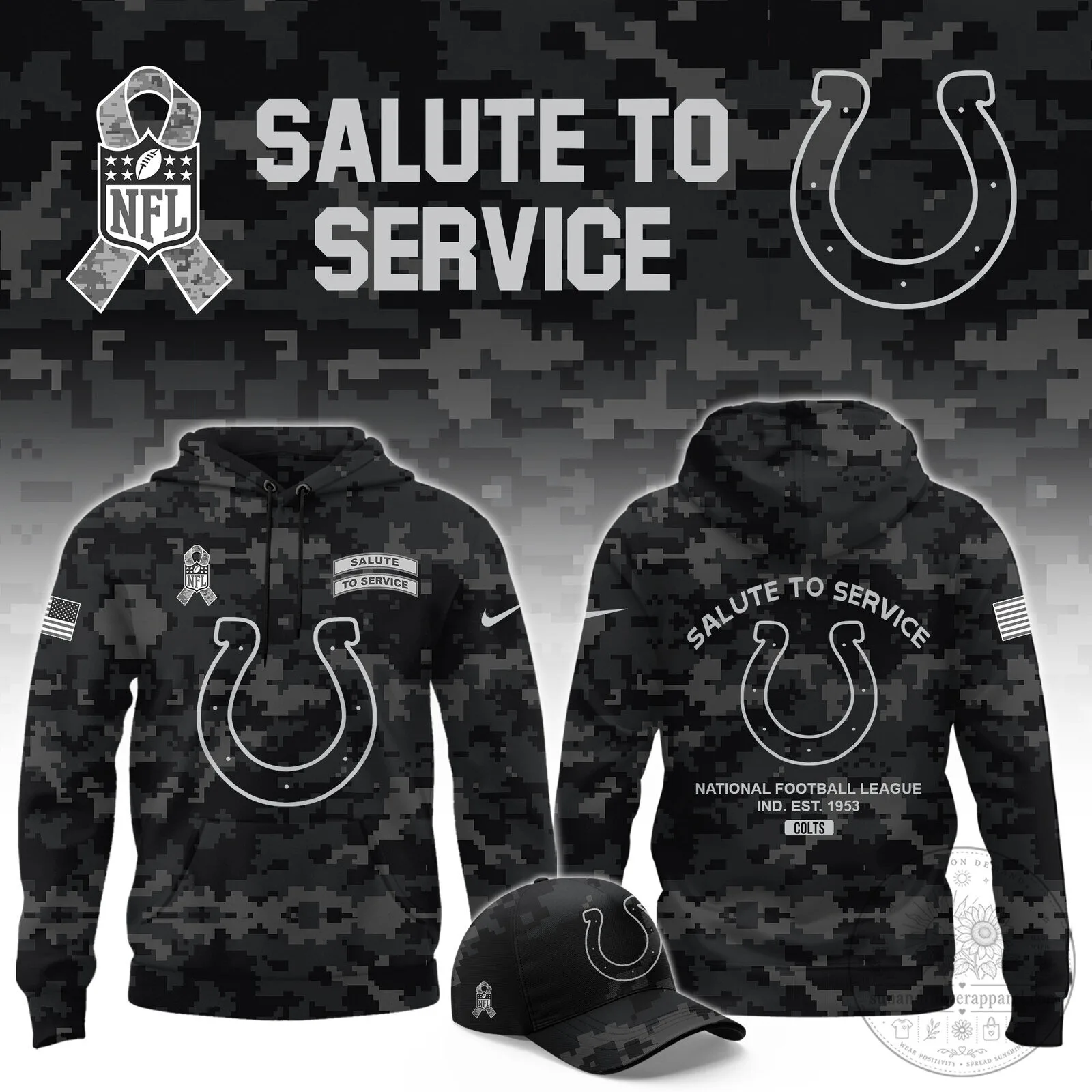 Indianapolis Colts National Football League Salute To Service Camouflage Hoodie