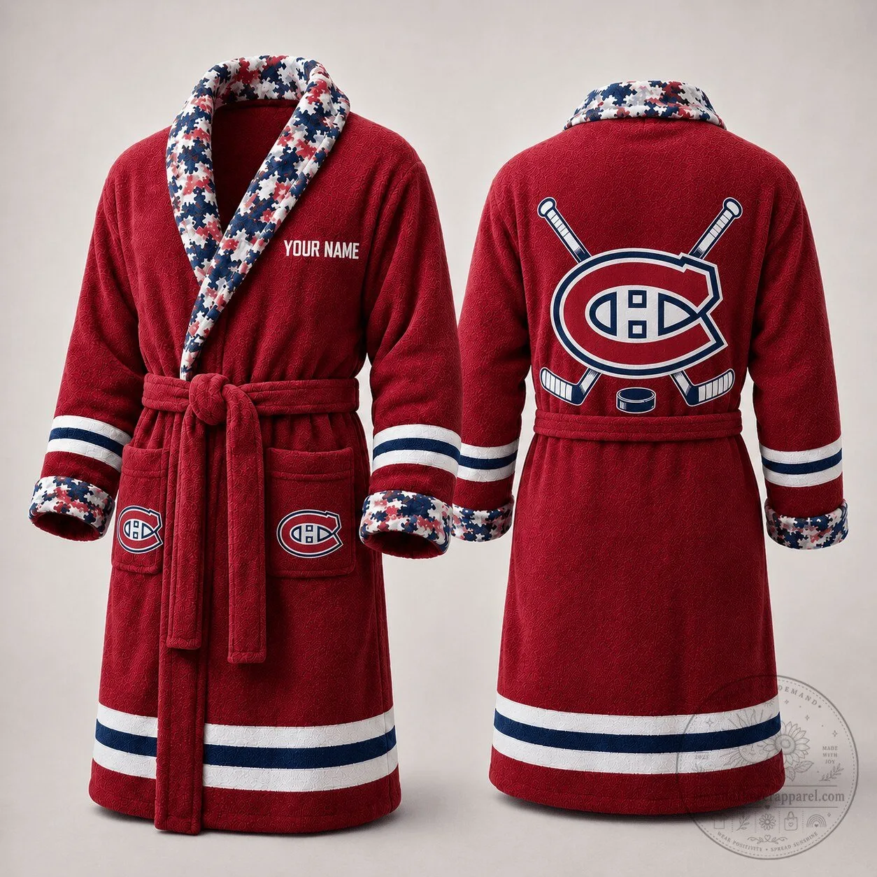 Montreal Canadiens National Hockey League Personalized Luxury Bathrobe