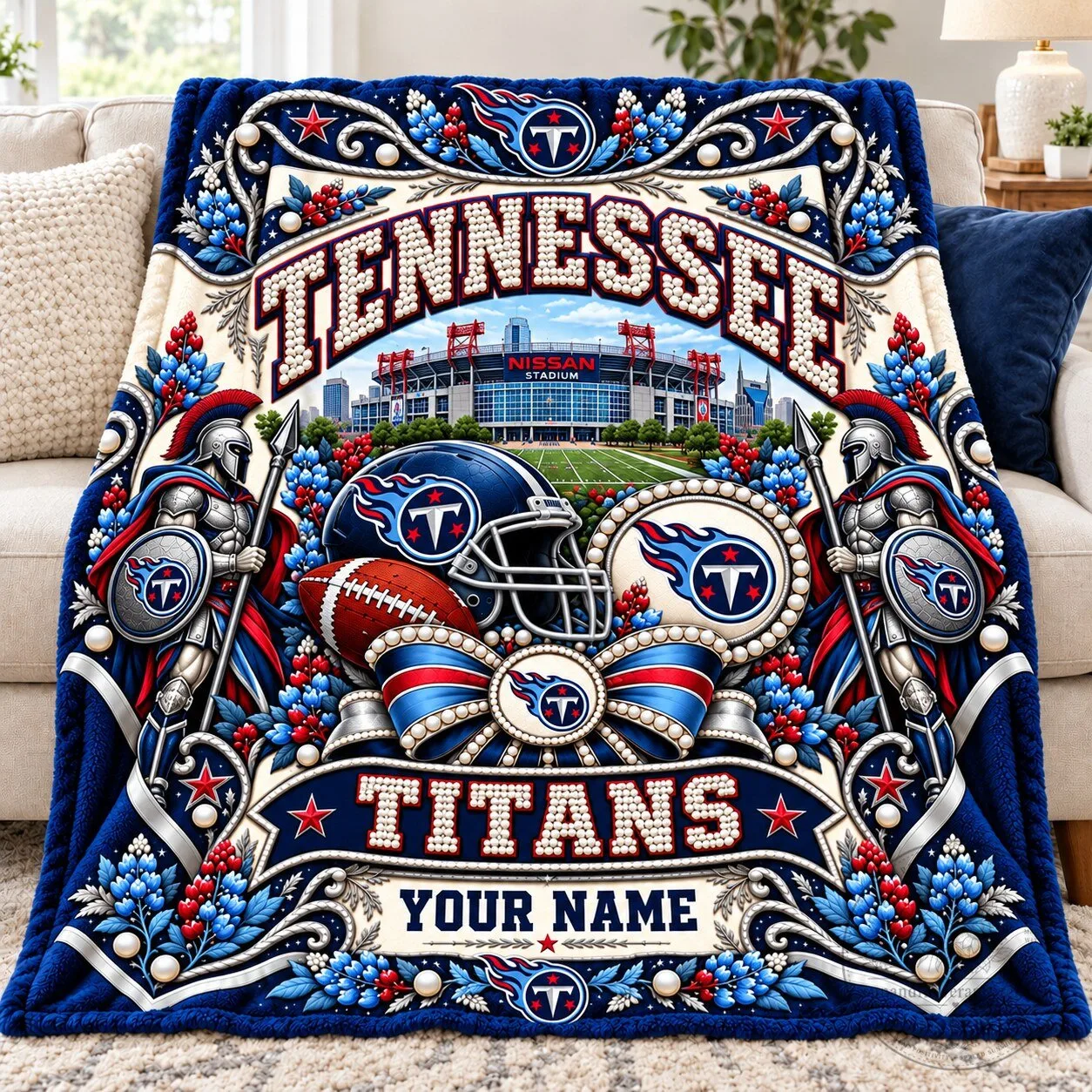 Tennessee Titans NFL Football Team Custom Name Stadium Design Blanket