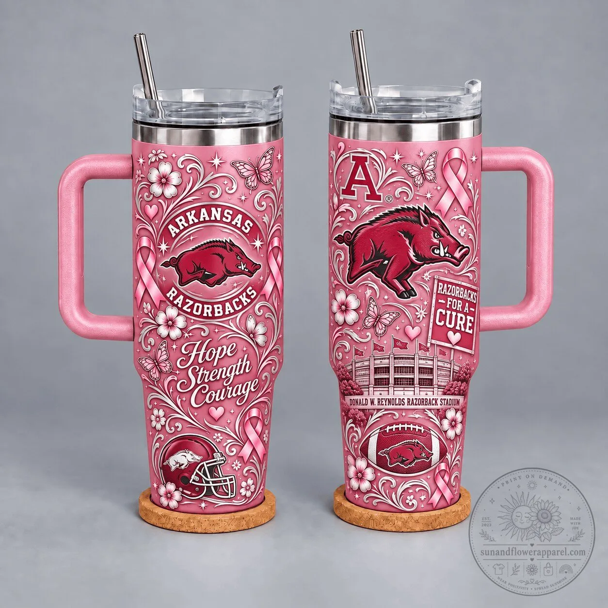 Arkansas Razorbacks Breast Cancer Awareness Hope Strength Courage Tumbler 3 Arkansas Razorbacks Breast Cancer Awareness Hope Strength Courage Tumbler