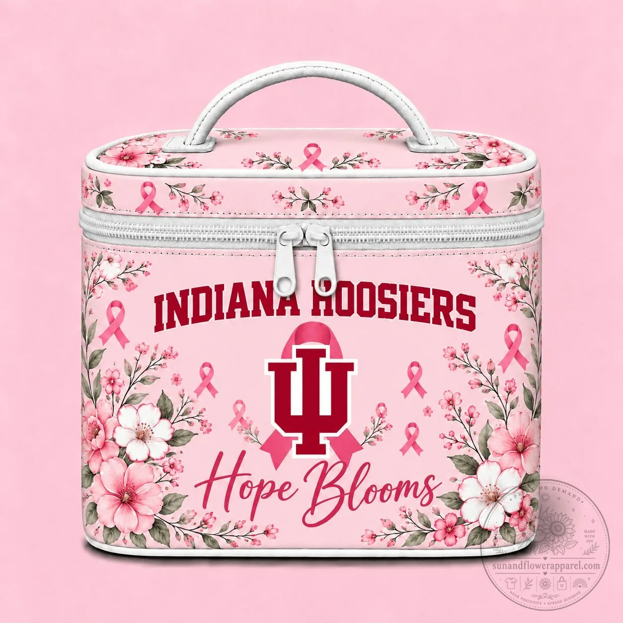 Indiana Hoosiers Breast Cancer Awareness Hope Blooms Cosmetic Bag 3 Indiana Hoosiers Breast Cancer Awareness Hope Blooms Cosmetic Bag