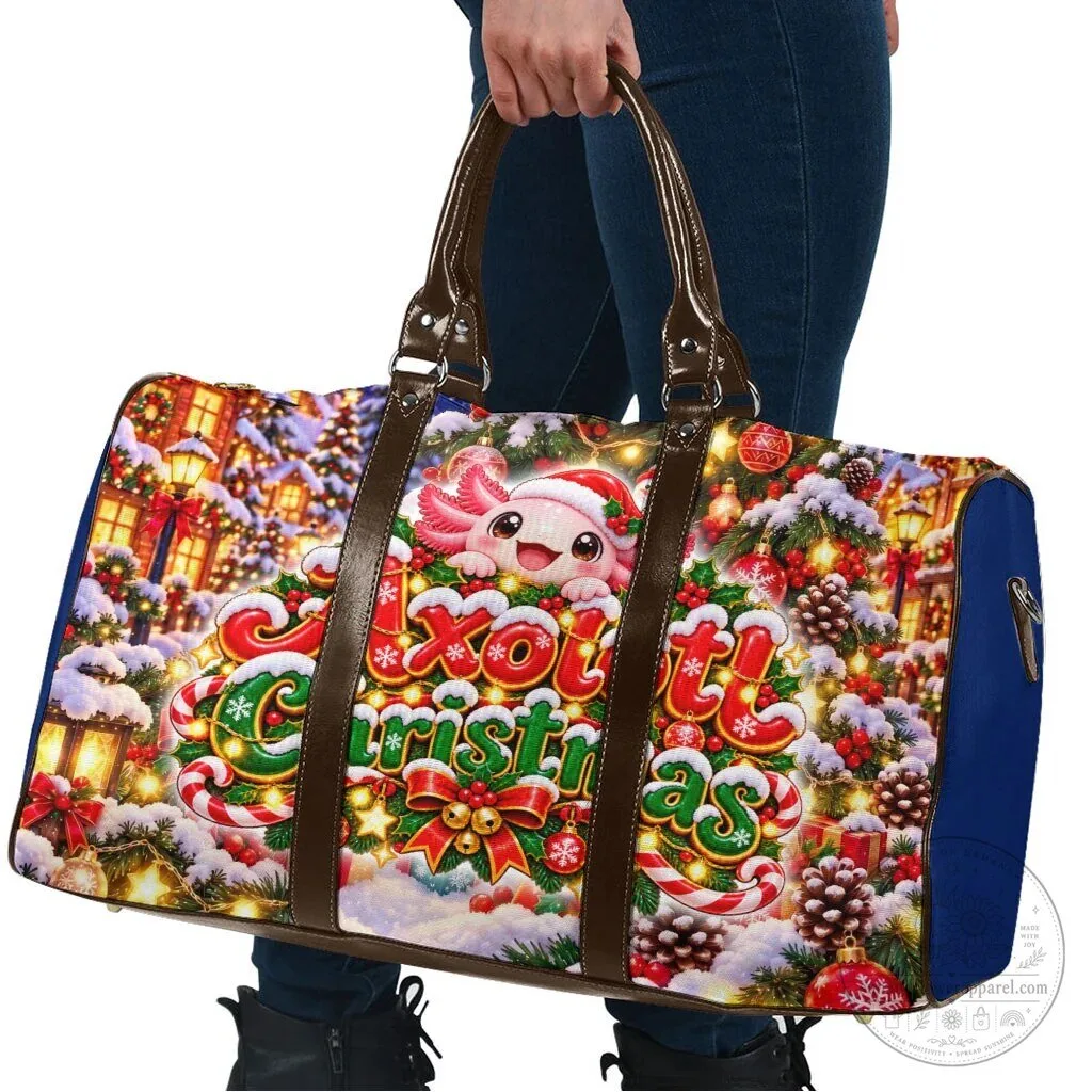 Axolotl Christmas Winter Wonderland Travel Bag with Festive Snowflakes 9 Axolotl Christmas Winter Wonderland Travel Bag with Festive Snowflakes