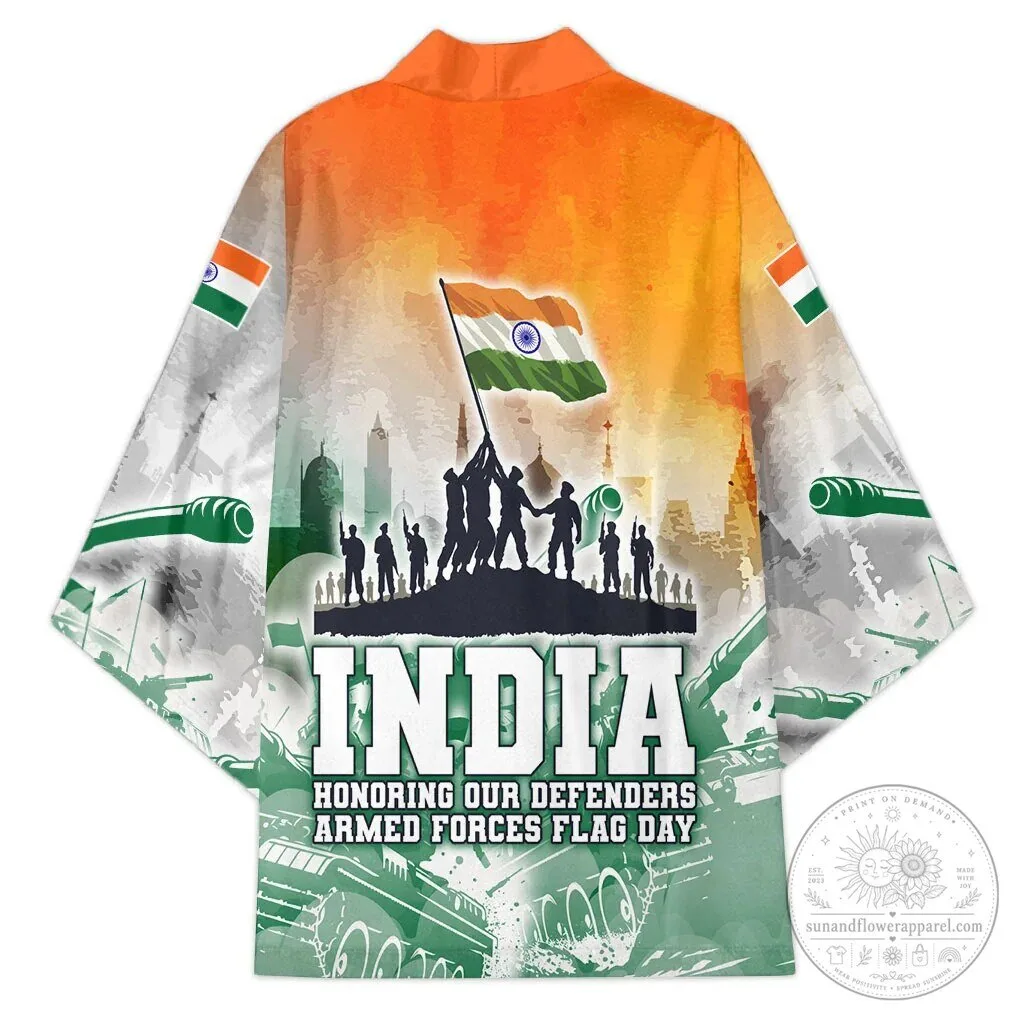 India Armed Forces Flag Day Military Indian Flag Silhouette Kimono Jacket 9 India Armed Forces Flag Day Military Indian Flag Silhouette Kimono Jacket