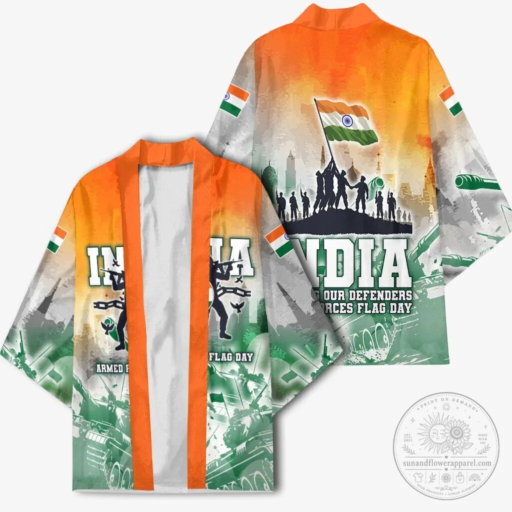 India Armed Forces Flag Day Military Indian Flag Silhouette Kimono Jacket 10 India Armed Forces Flag Day Military Indian Flag Silhouette Kimono Jacket