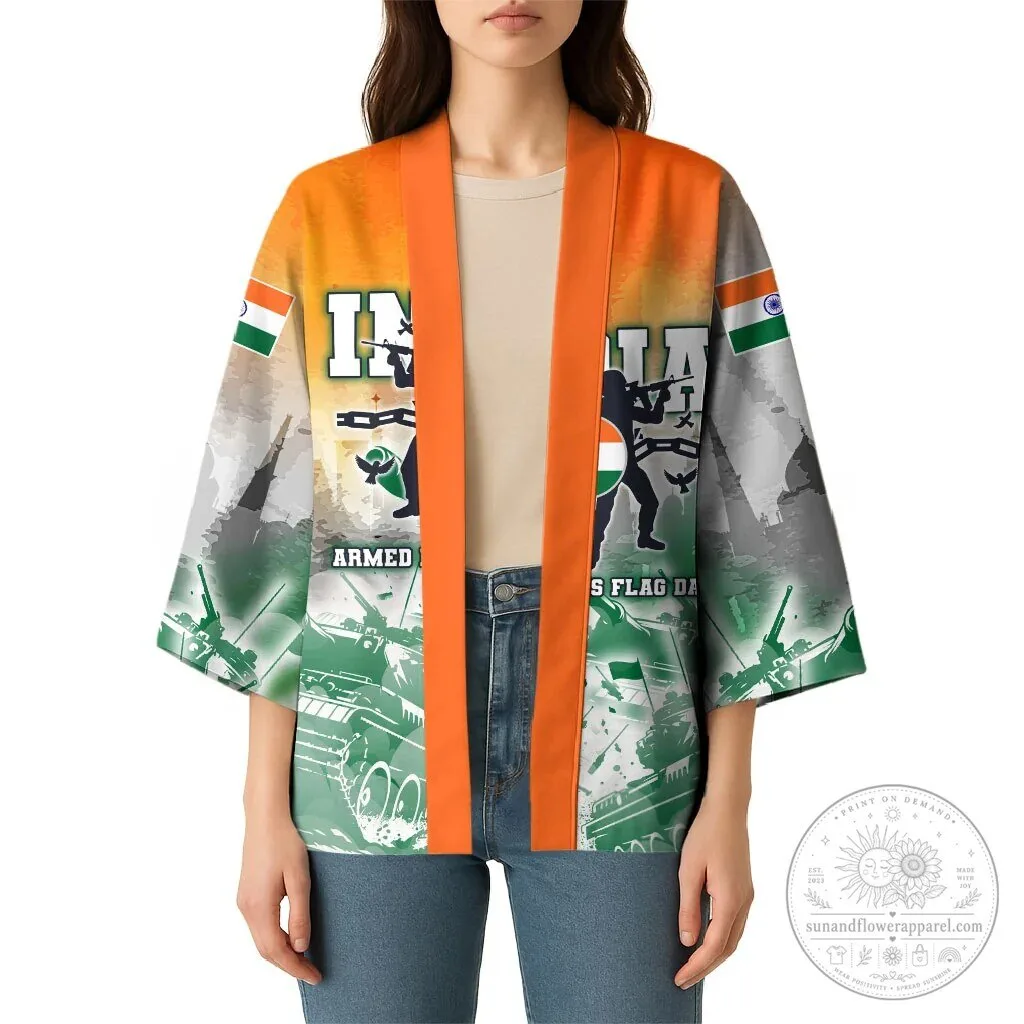 India Armed Forces Flag Day Military Indian Flag Silhouette Kimono Jacket 12 India Armed Forces Flag Day Military Indian Flag Silhouette Kimono Jacket