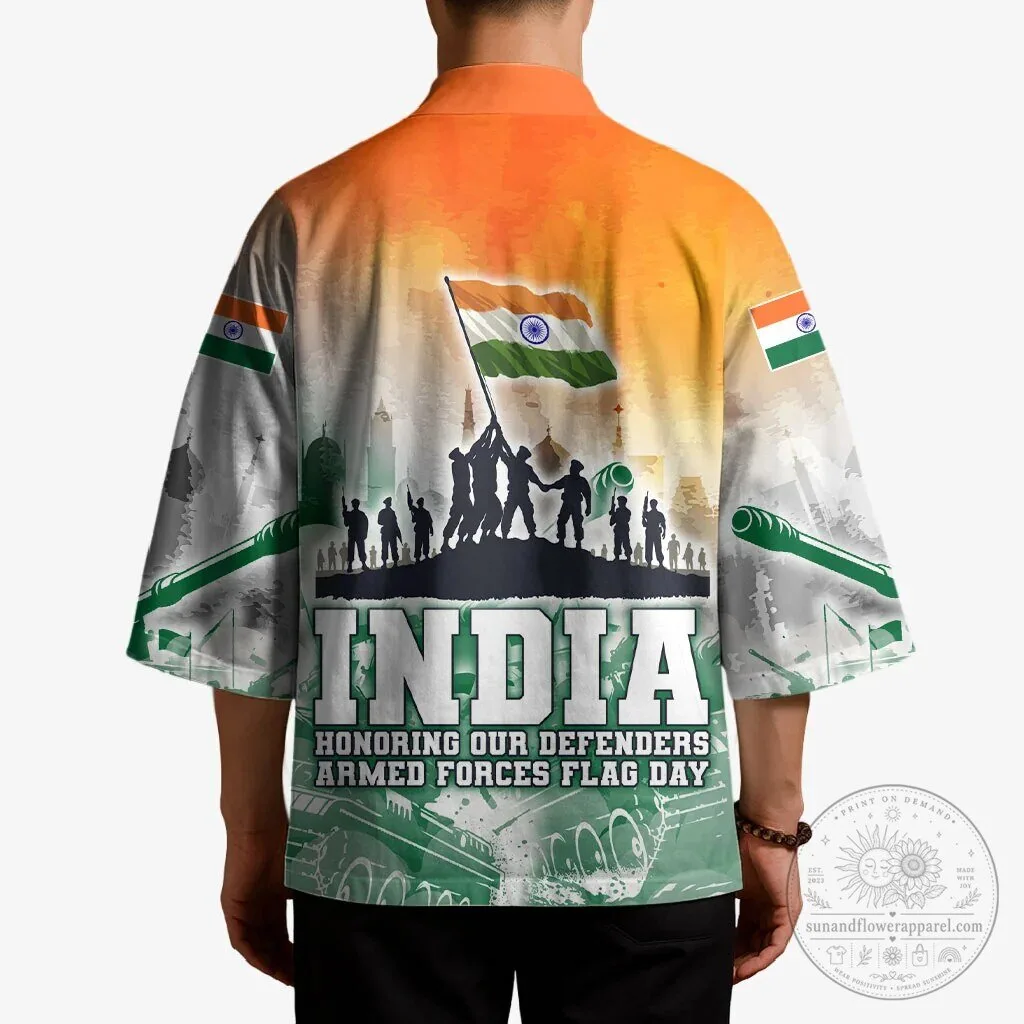 India Armed Forces Flag Day Military Indian Flag Silhouette Kimono Jacket 13 India Armed Forces Flag Day Military Indian Flag Silhouette Kimono Jacket