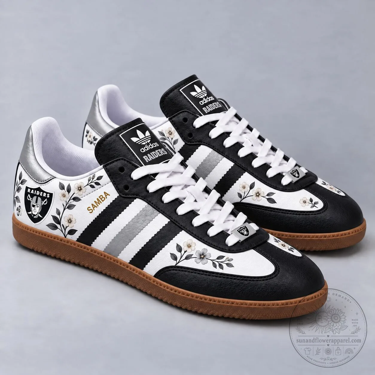 Las Vegas Raiders NFL Floral Game Day Samba Shoes
