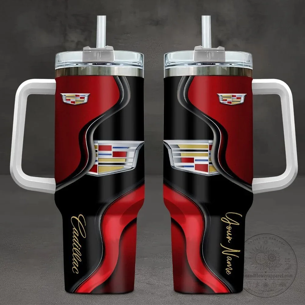 Cadillac Custom Name Red and Black Stainless Steel Tumbler 4 Cadillac Custom Name Red and Black Stainless Steel Tumbler