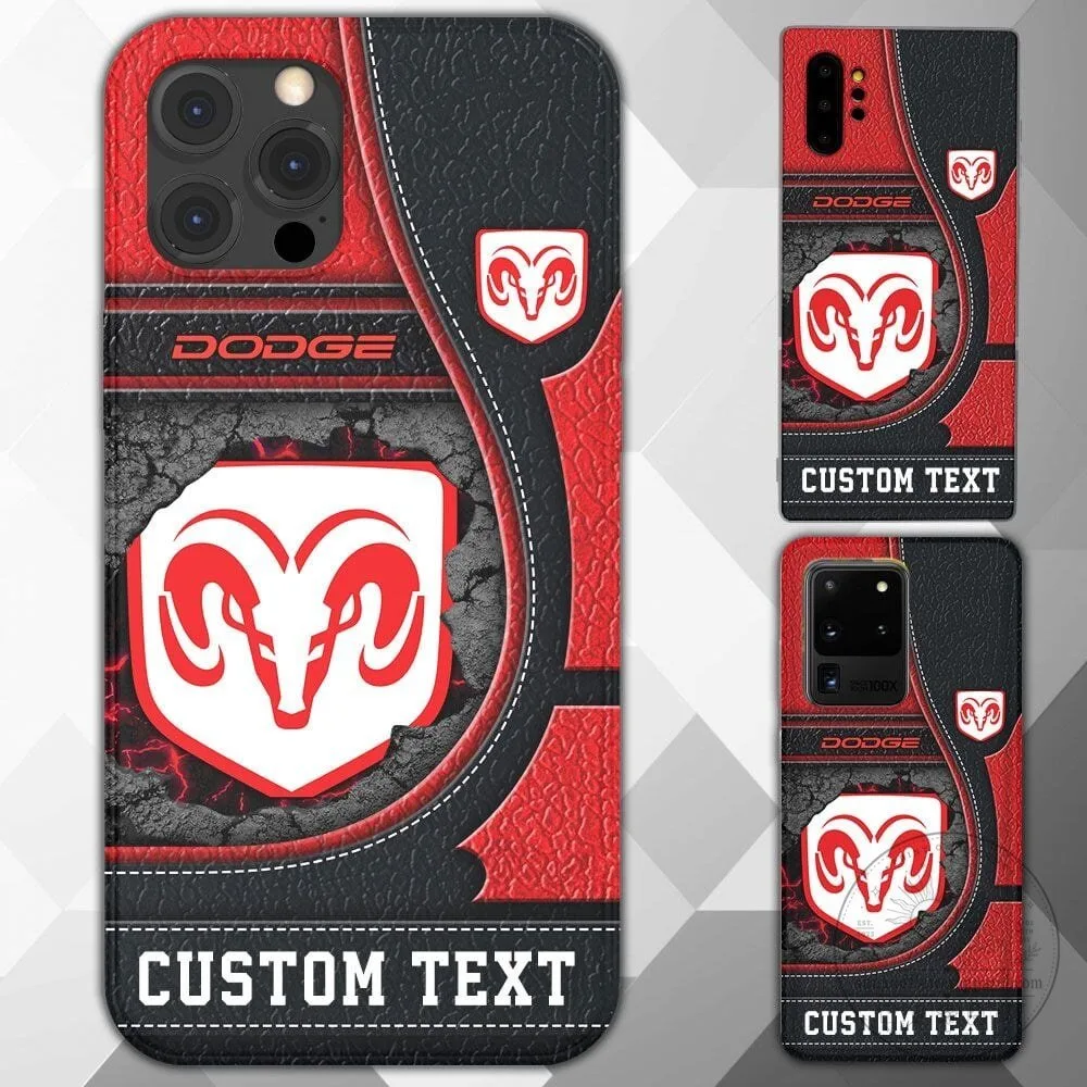 Dodge Ram Logo Custom Name Red Black Leather Texture Phone Case 4 Dodge Ram Logo Custom Name Red Black Leather Texture Phone Case