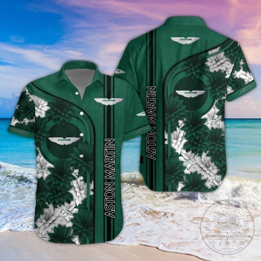 Aston Martin Racing Green Floral Pattern Summer Casual Hawaiian Shirt