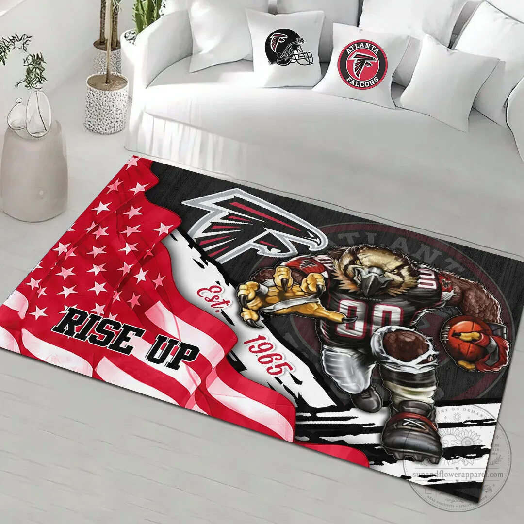 Atlanta Falcons Rise Up American Flag Football Team Area Rug