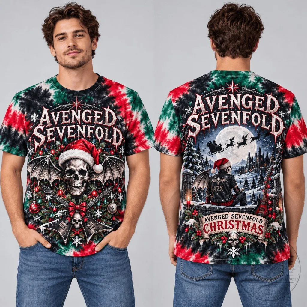 Avenged Sevenfold Christmas Skull Graphic Tie-Dye Holiday T-Shirt Avenged Sevenfold Christmas Skull Graphic Tie-Dye Holiday T-Shirt