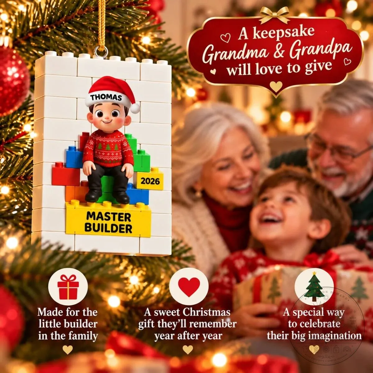 Personalized Master Builder Christmas Ornament - Custom Name Building Blocks Decoration 15 Personalized Master Builder Christmas Ornament - Custom Name Building Blocks Decoration