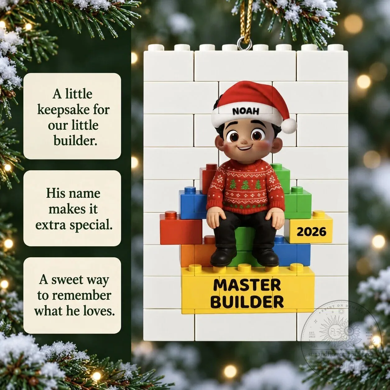 Personalized Master Builder Christmas Ornament - Custom Name Building Blocks Decoration 17 Personalized Master Builder Christmas Ornament - Custom Name Building Blocks Decoration