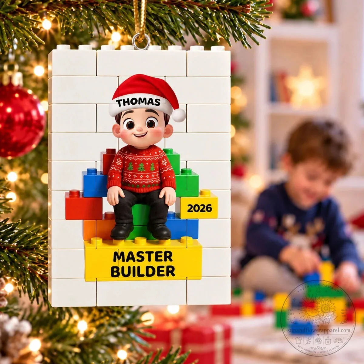 Personalized Master Builder Christmas Ornament - Custom Name Building Blocks Decoration 22 Personalized Master Builder Christmas Ornament - Custom Name Building Blocks Decoration