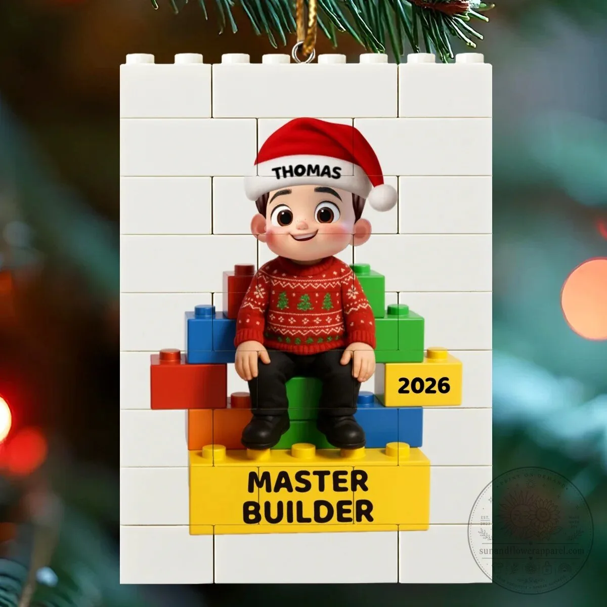 Personalized Master Builder Christmas Ornament - Custom Name Building Blocks Decoration 23 Personalized Master Builder Christmas Ornament - Custom Name Building Blocks Decoration