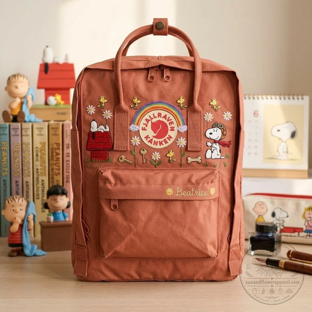 Snoopy Peanuts Embroidered Fjallraven Kanken Backpack