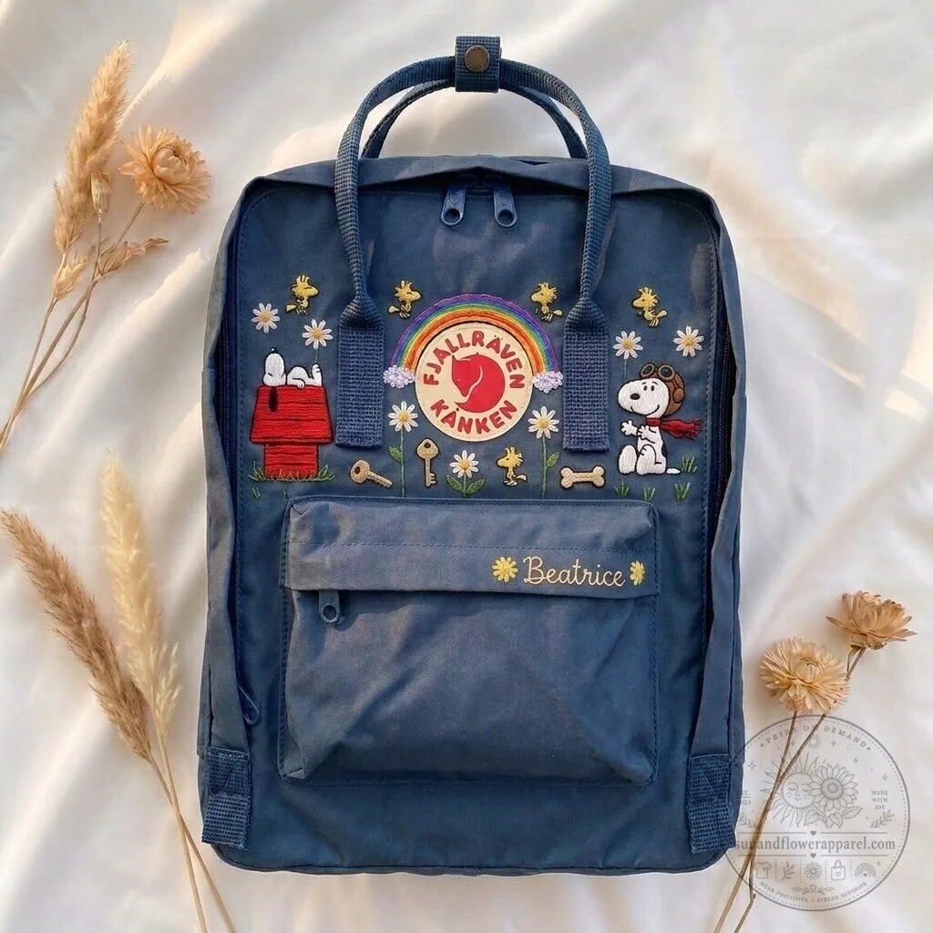 Snoopy Peanuts Embroidered Fjallraven Kanken Backpack 8 Snoopy Peanuts Embroidered Fjallraven Kanken Backpack