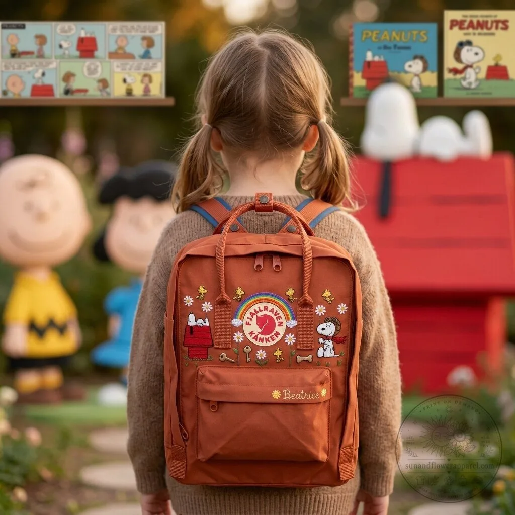 Snoopy Peanuts Embroidered Fjallraven Kanken Backpack 9 Snoopy Peanuts Embroidered Fjallraven Kanken Backpack