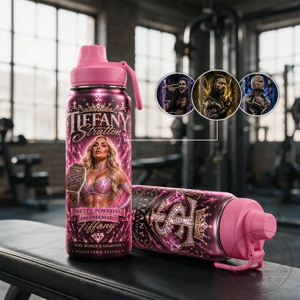 Tiffany Stratton WWE Women's Champion Pretty Powerful Pink Water Bottle