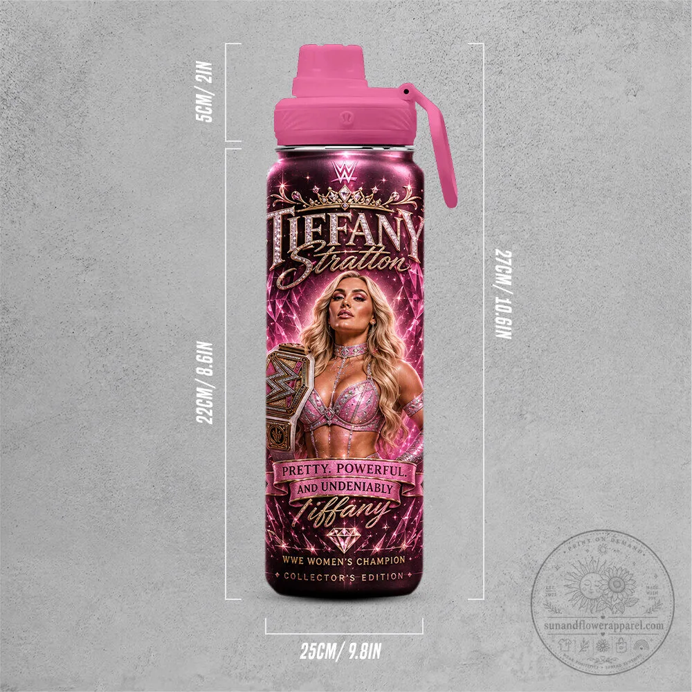 Tiffany Stratton WWE Women's Champion Pretty Powerful Pink Water Bottle 5 Tiffany Stratton WWE Women