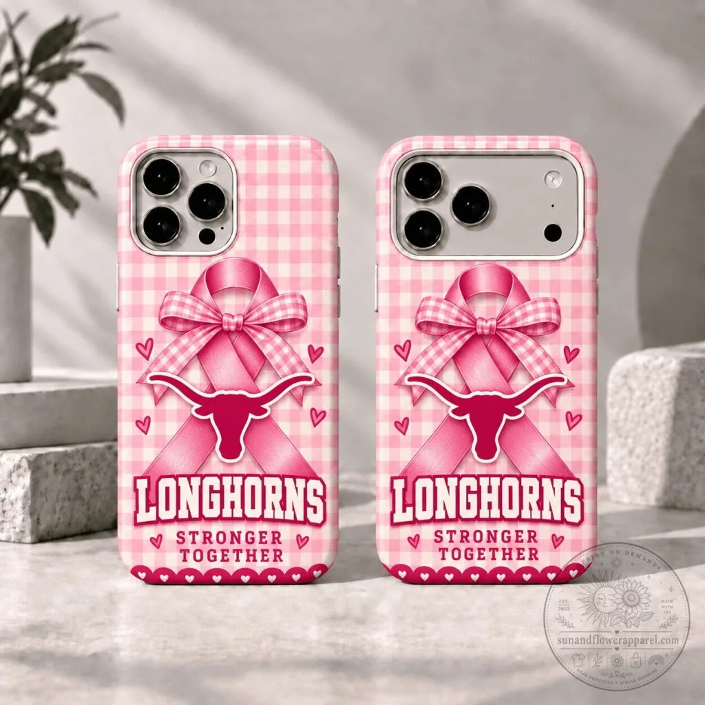 Texas Longhorns Breast Cancer Awareness Pink Gingham Phone Case Texas Longhorns Breast Cancer Awareness Pink Gingham Phone Case