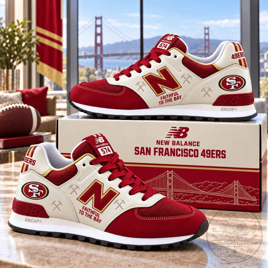 San Francisco 49ers New Balance 574 Faithful To The Bay Sneakers San Francisco 49ers New Balance 574 Faithful To The Bay Sneakers