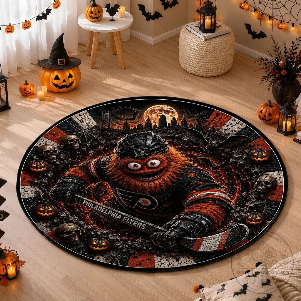 Philadelphia Flyers Gritty Halloween Horror Round Area Rug 3 Philadelphia Flyers Gritty Halloween Horror Round Area Rug