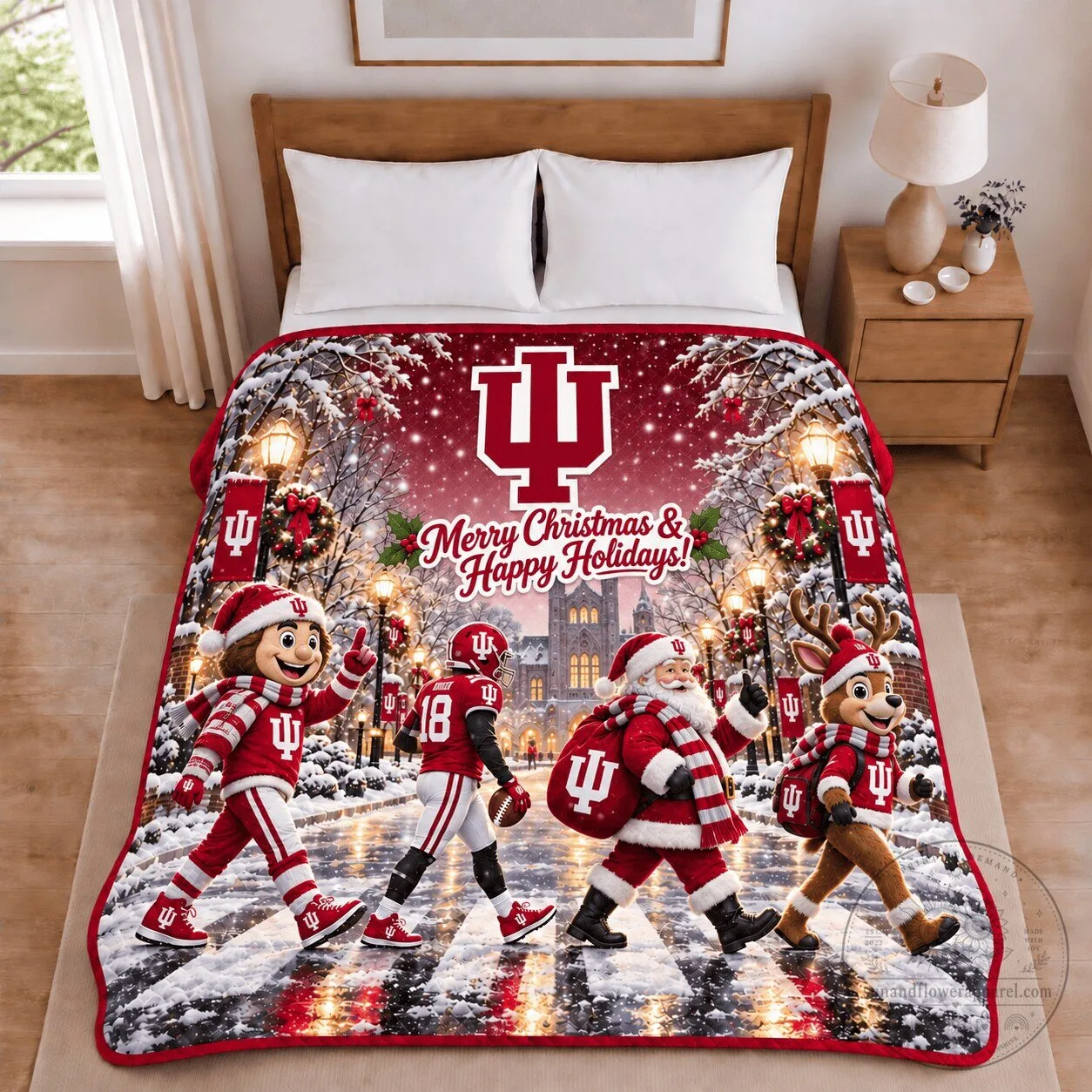 Indiana Hoosiers Christmas Football Holiday Blanket for Fans 3 Indiana Hoosiers Christmas Football Holiday Blanket for Fans