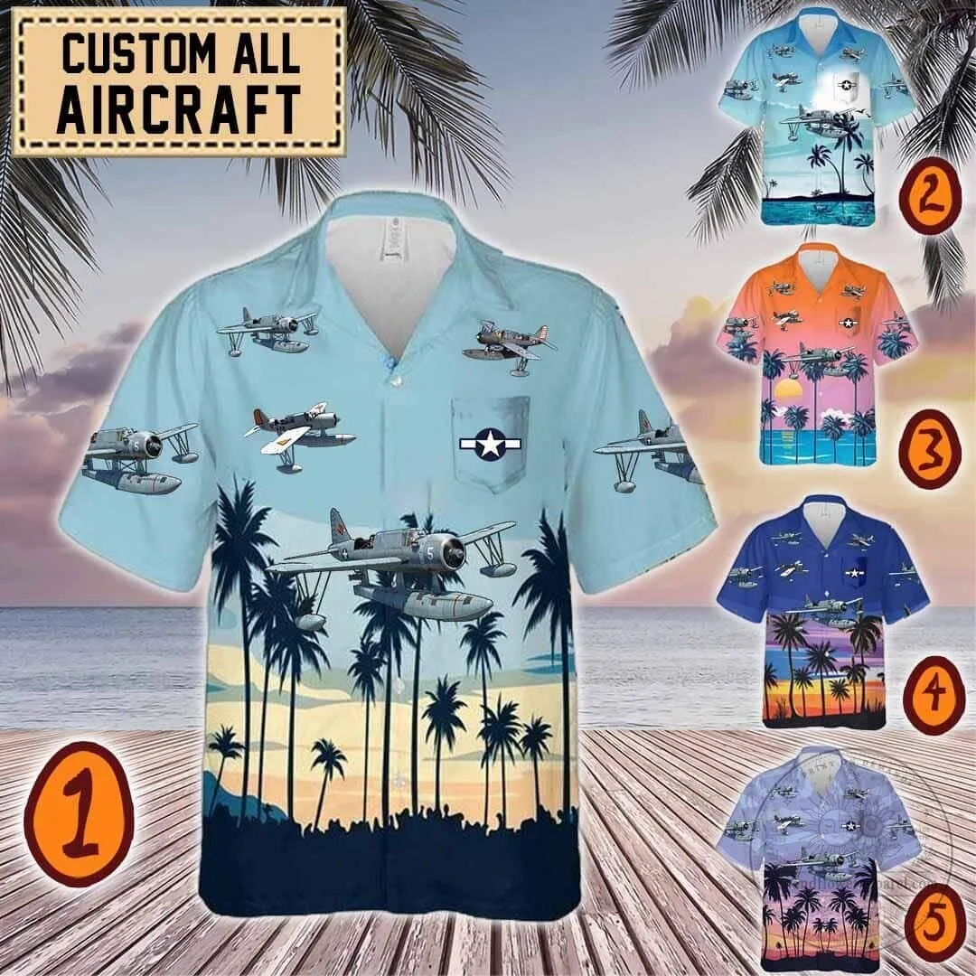 OS2U Kingfisher Seaplane Aircraft Hawaiian Shirt for Men