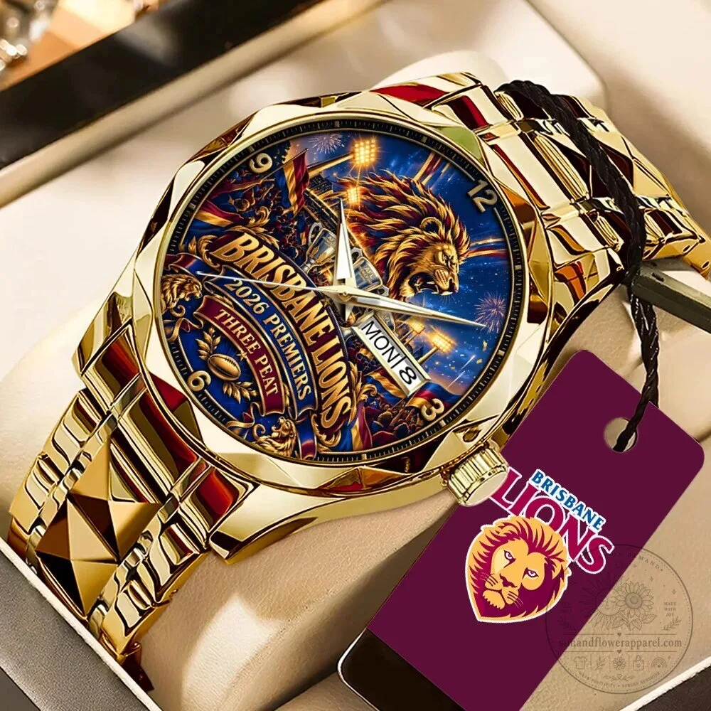 Brisbane Lions 2026 Premiers Three Peat Australian Rules Football Quartz Watch