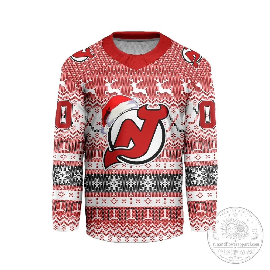 New Jersey Devils Ugly Christmas Sweater Style Hockey Jersey