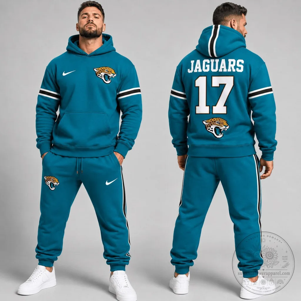 Teal Hoodie featuring Jacksonville Jaguars NFL Team Logo Teal Hoodie featuring Jacksonville Jaguars NFL Team Logo