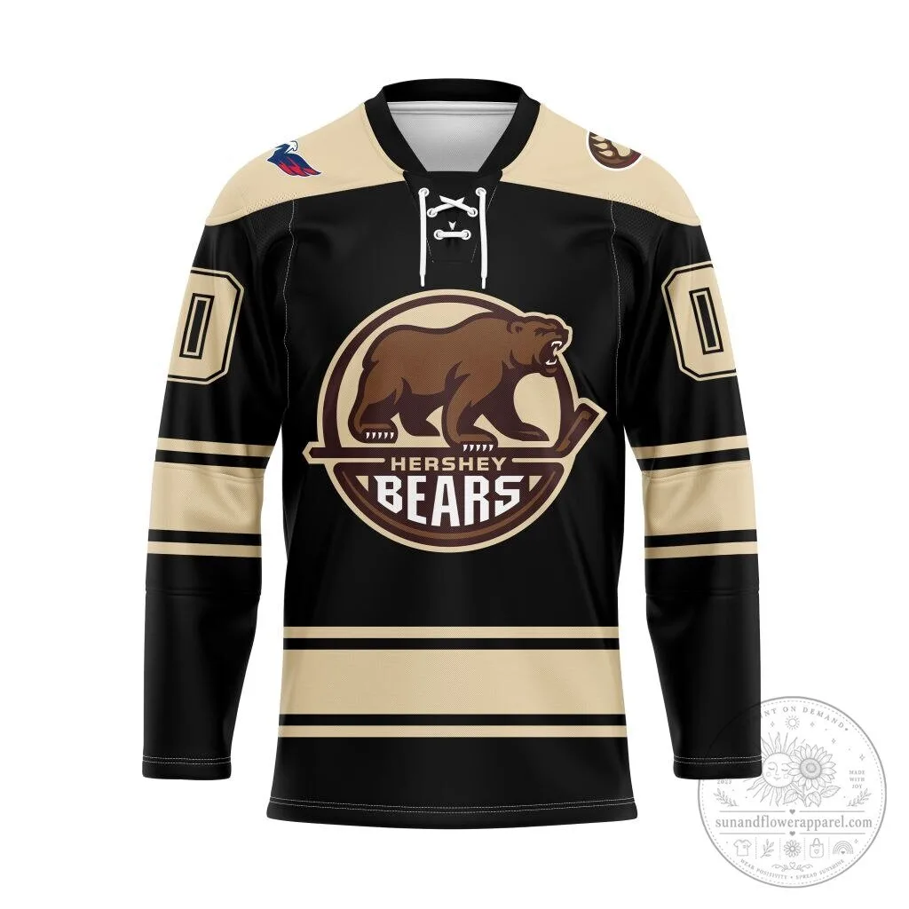 Hershey Bears Personalized Black and Gold Lace-Up Hockey Jersey