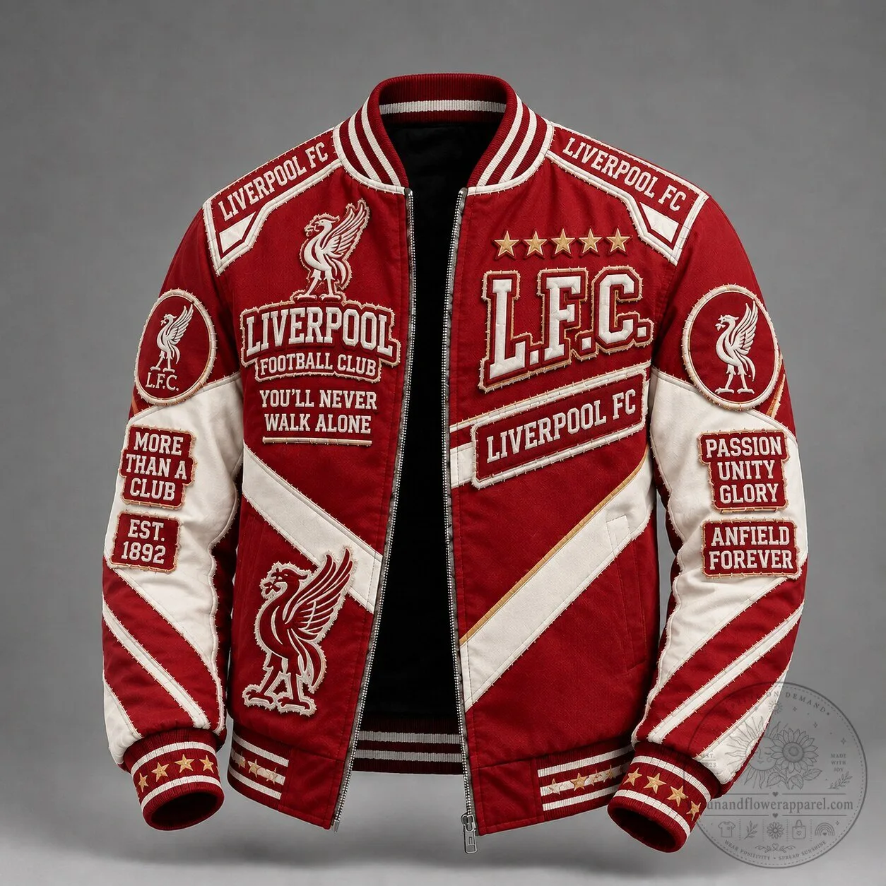 Liverpool Football Club Varsity Bomber Jacket - You'll Never Walk Alone