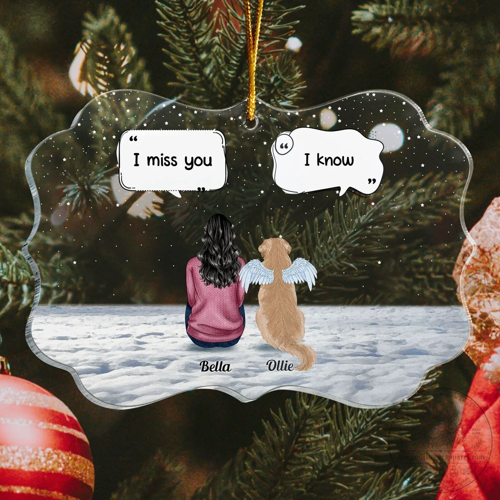 Personalized Pet Memorial Christmas Ornament for Dog Cat Loss Remembrance