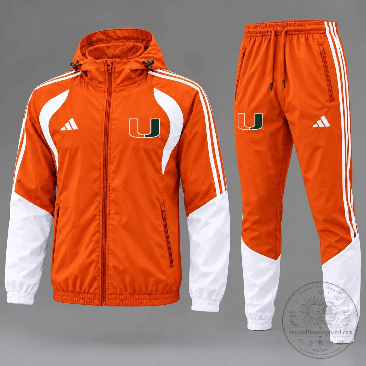 Miami Hurricanes NCAA Game Day Varsity Stripe Tracksuit Set Hoodie