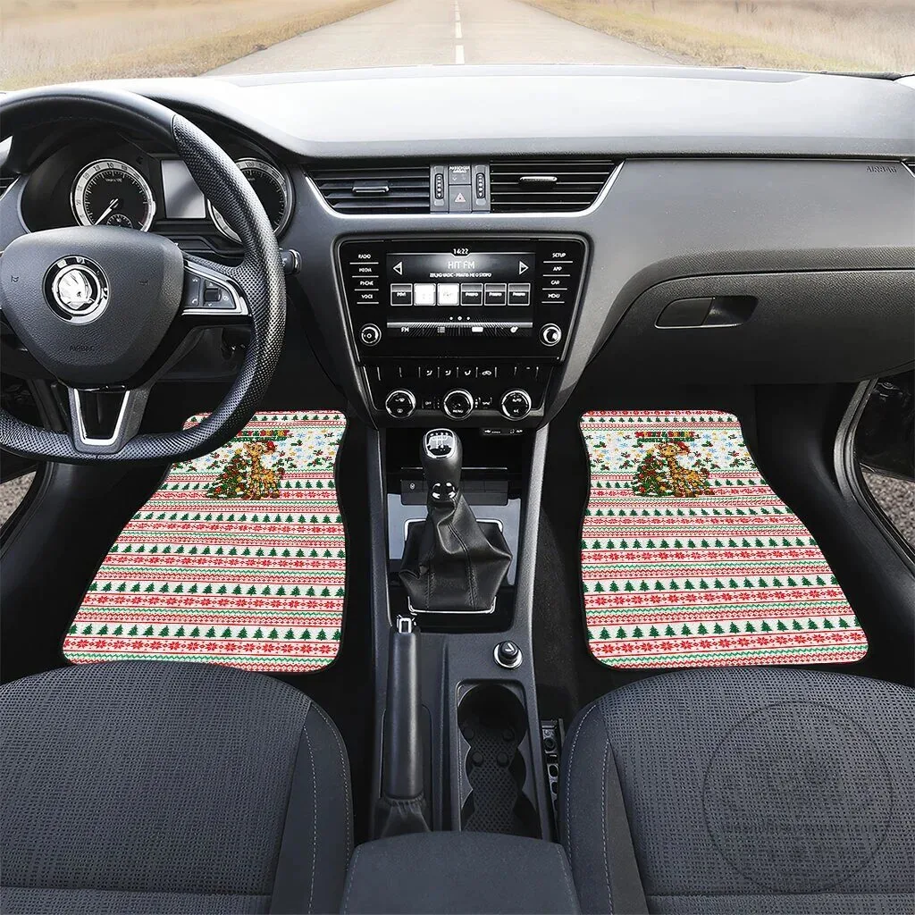 Christmas Giraffe Lights Holiday Pattern Car Mat Set 10 Christmas Giraffe Lights Holiday Pattern Car Mat Set
