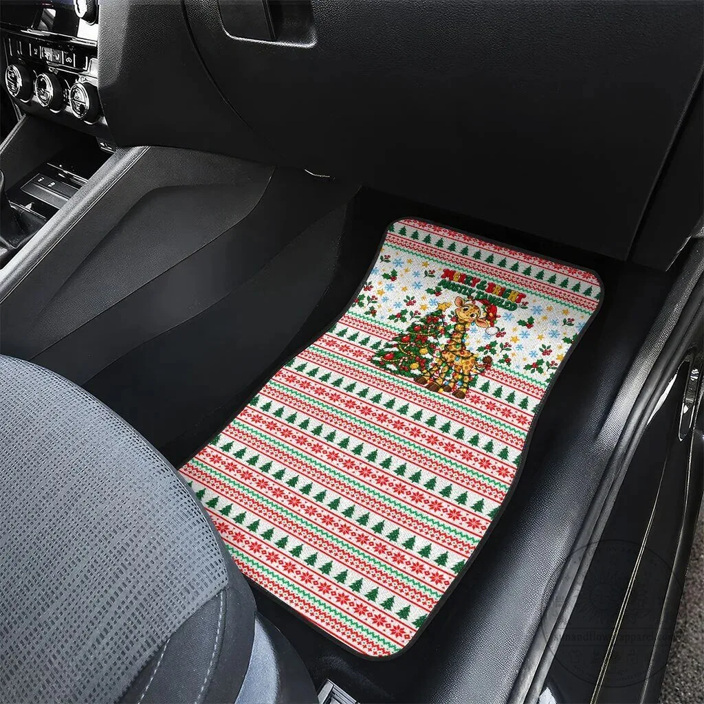 Christmas Giraffe Lights Holiday Pattern Car Mat Set 12 Christmas Giraffe Lights Holiday Pattern Car Mat Set