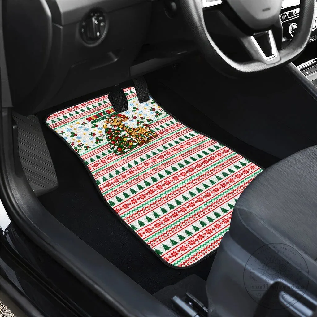 Christmas Giraffe Lights Holiday Pattern Car Mat Set 13 Christmas Giraffe Lights Holiday Pattern Car Mat Set