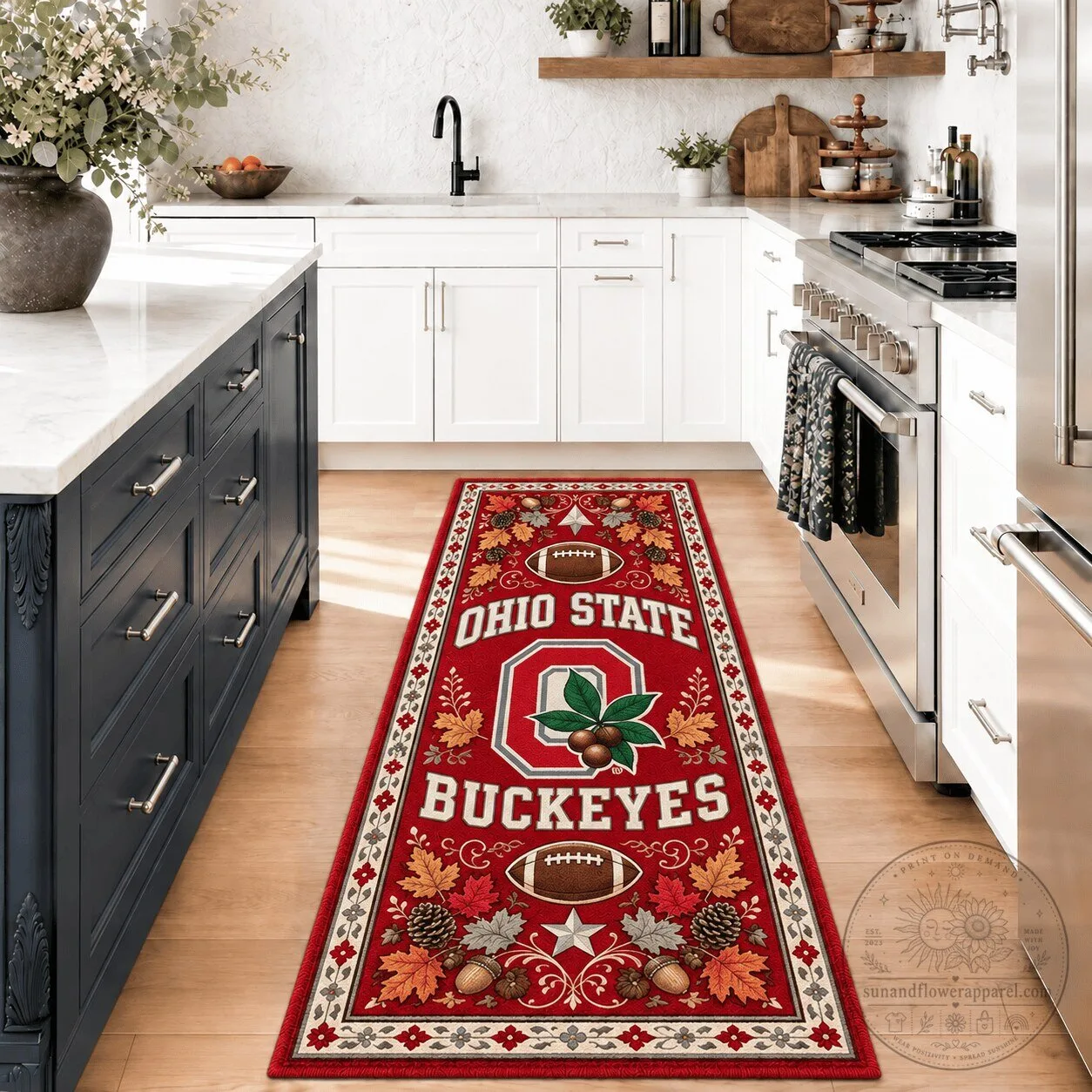 Ohio State Buckeyes Football Team Kitchen Runner Rug Floor Mat