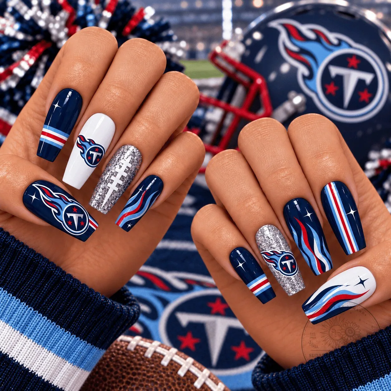 Tennessee Titans NFL Football Team Spirit Press-On Nails Set
