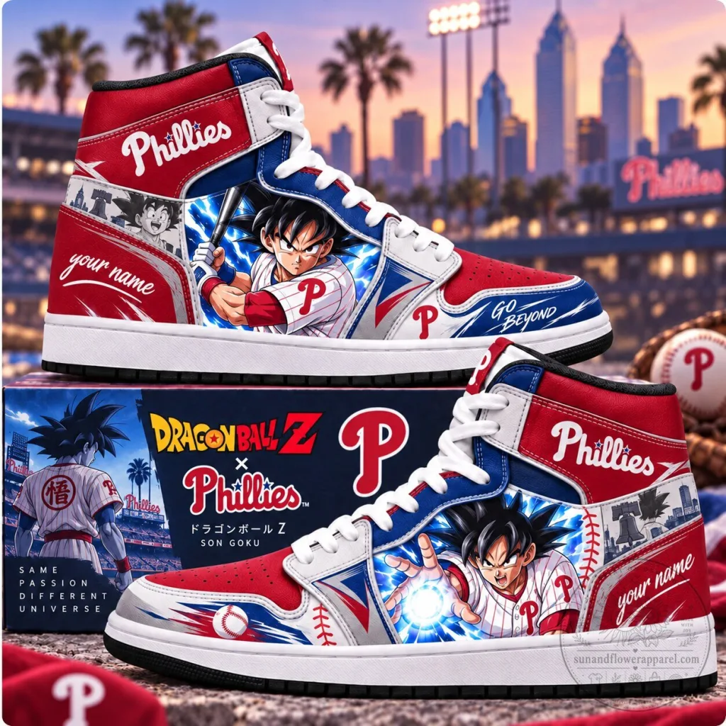 Philadelphia Phillies MLB Baseball Son Goku Dragon Ball Z Custom High Top Shoes Philadelphia Phillies MLB Baseball Son Goku Dragon Ball Z Custom High Top Shoes