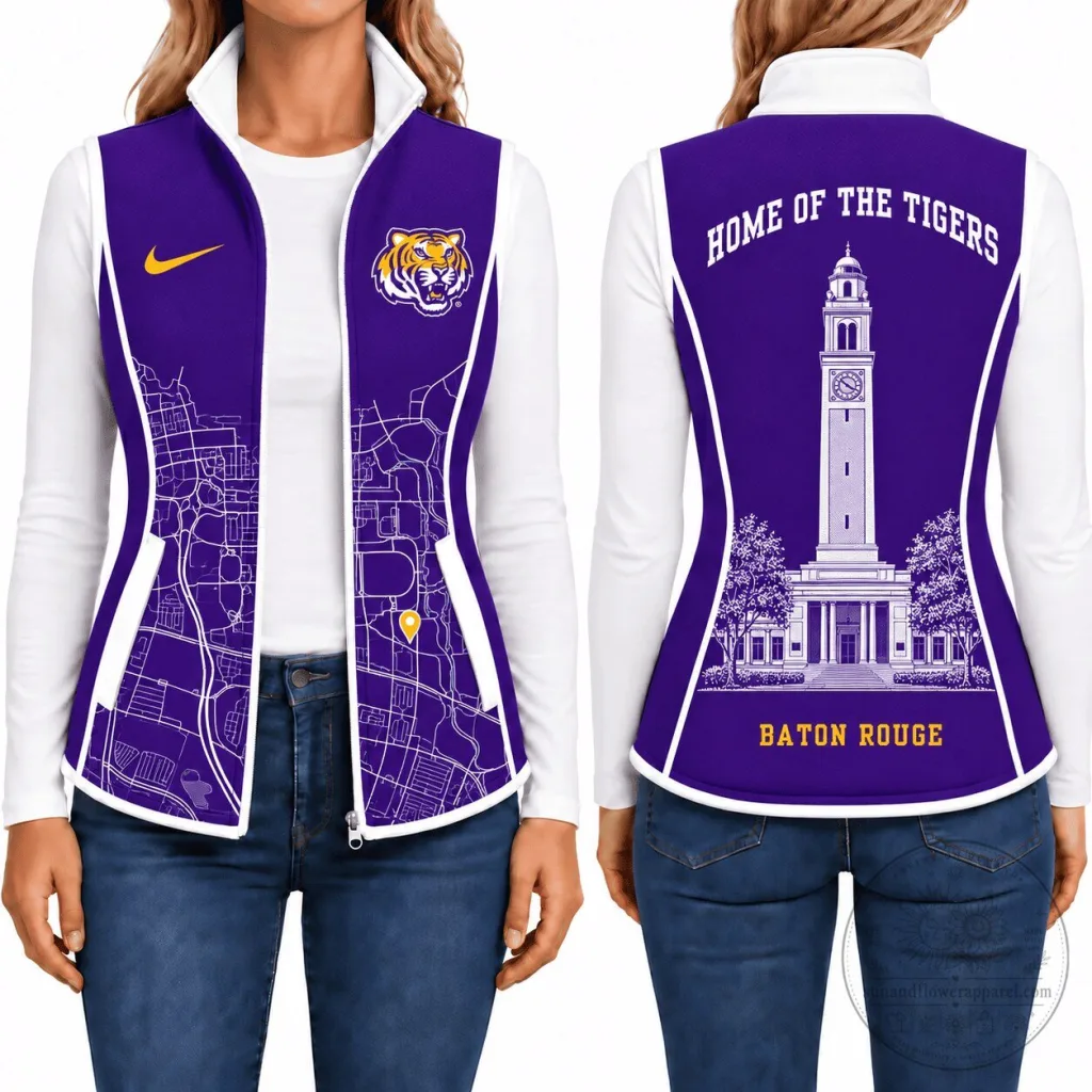 Louisiana State University Tigers Women's Purple Fleece Vest Jacket Louisiana State University Tigers Women's Purple Fleece Vest Jacket