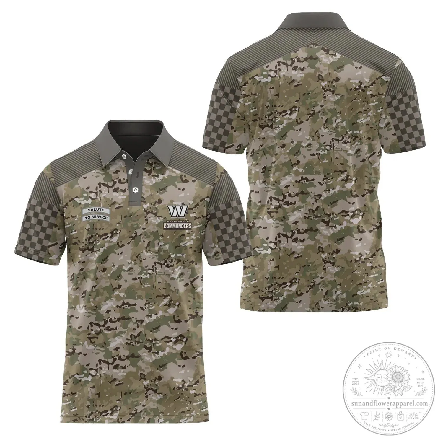 Washington Commanders Salute To Service Camouflage Checkered Polo Shirt
