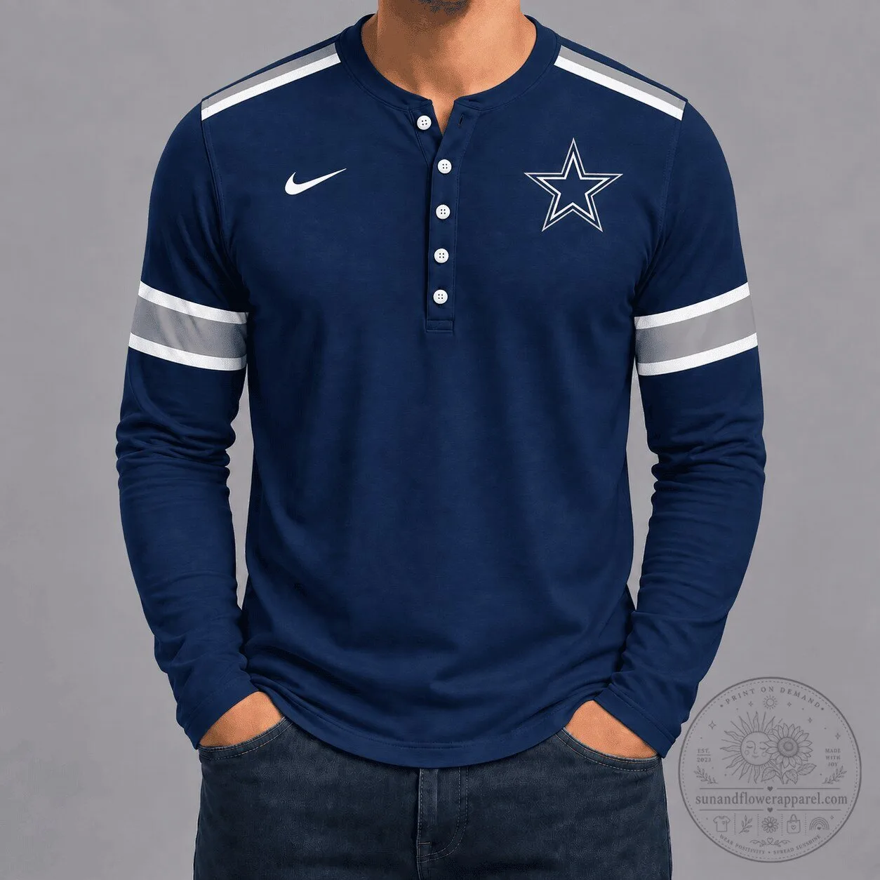 Dallas Cowboys Game Day Long Sleeve Henley Shirt for Men
