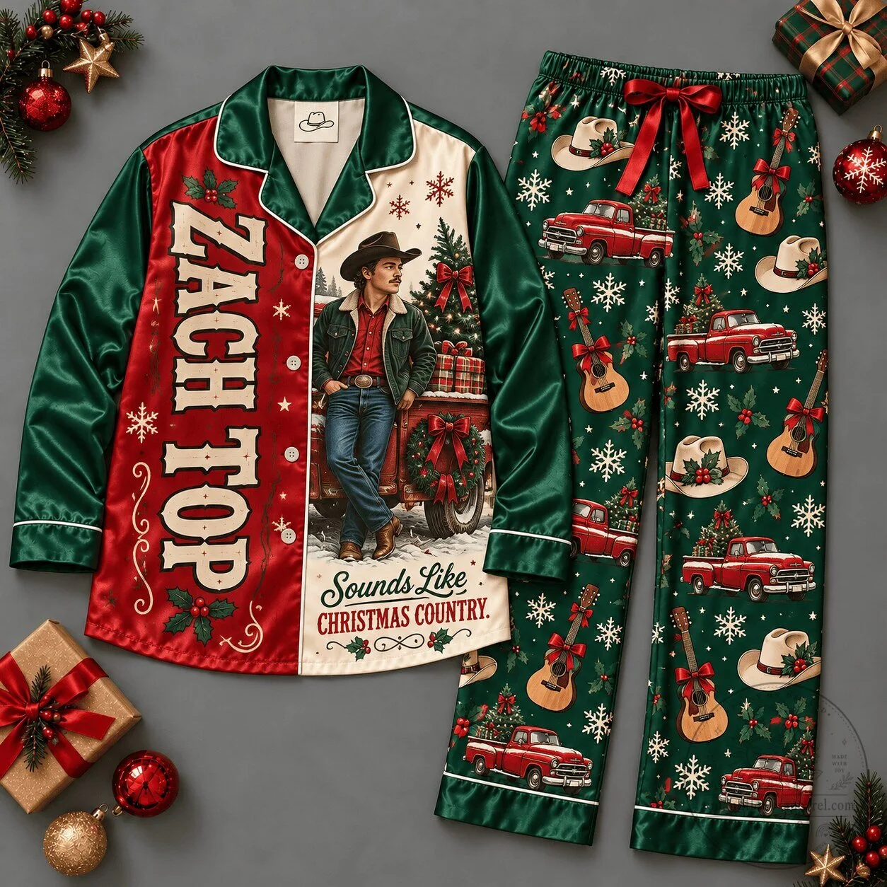Zach Top Sounds Like Christmas Country Holiday Pajamas Set
