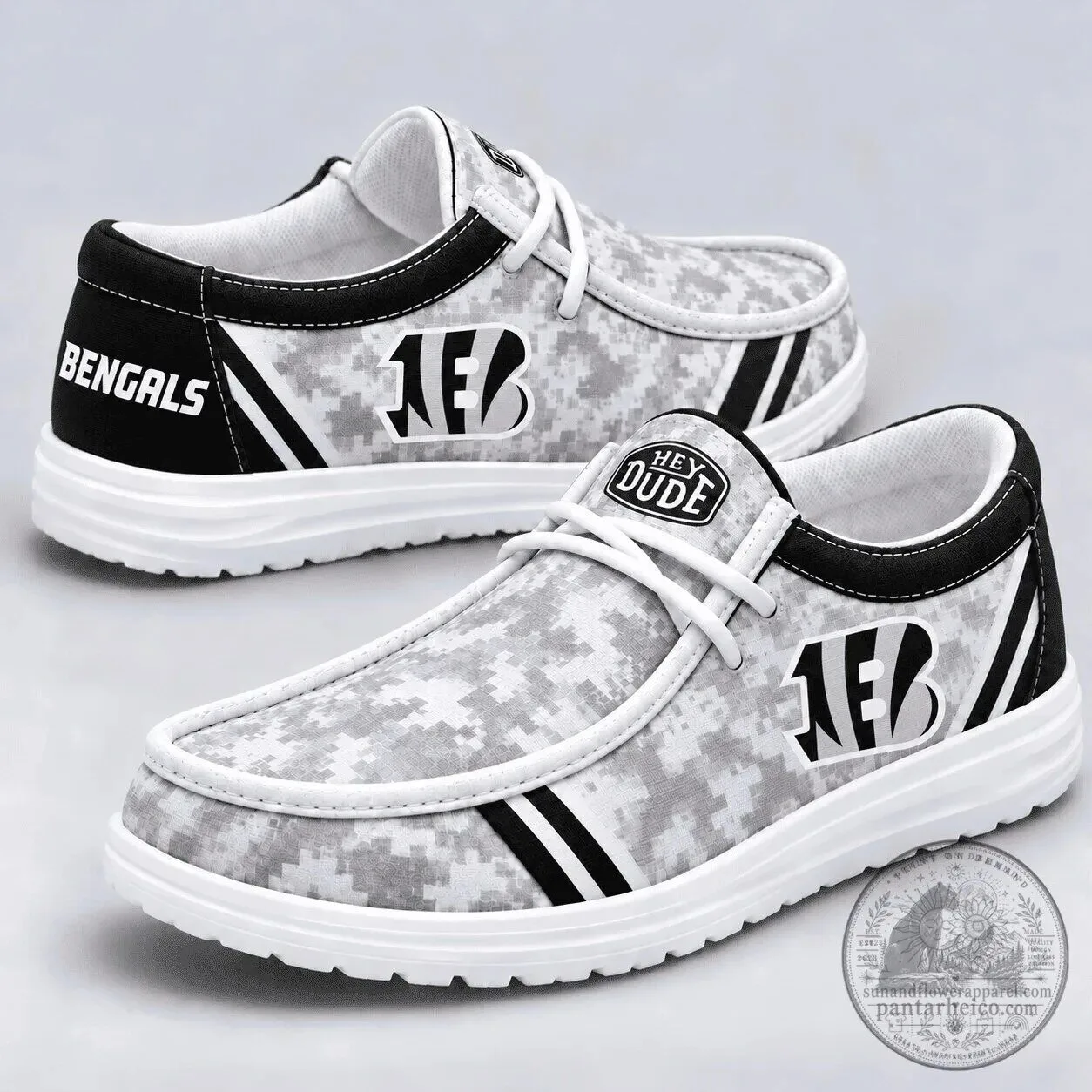 Hey Dude Style Shoes in Digital Camouflage for Cincinnati Bengals Fans